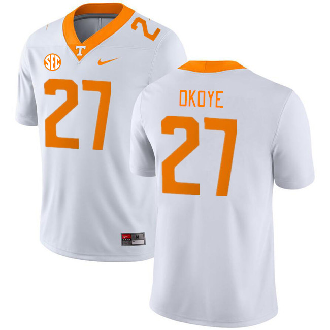 Men #27 Emmanuel Okoye Tennessee Volunteers College Football Jerseys Stitched Sale-White